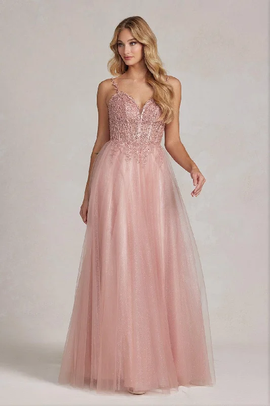 Party dresses with a lace overlay for a feminine touchNox Anabel F1086 Long Spaghetti Strap Prom A Line Gown Party dresses with a lace overlay for a feminine touchNox Anabel F1086 Long Spaghetti Strap Prom A Line Gown