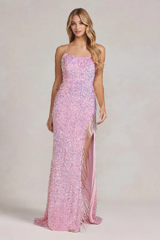 Party dresses with a peplum waist for a feminine and flattering silhouetteNox Anabel T1209 Long Formal Fringe Slit Prom Gown Party dresses with a peplum waist for a feminine and flattering silhouetteNox Anabel T1209 Long Formal Fringe Slit Prom Gown
