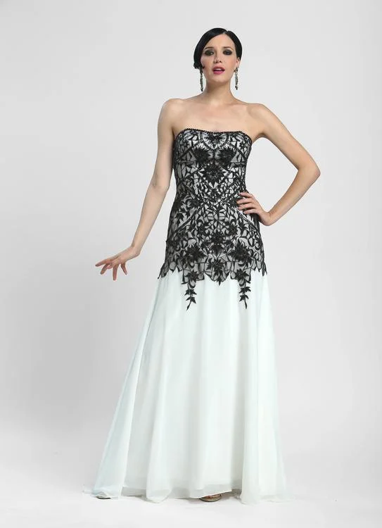 Sue Wong - N4134 Strapless Lace Overlay A-line Gown