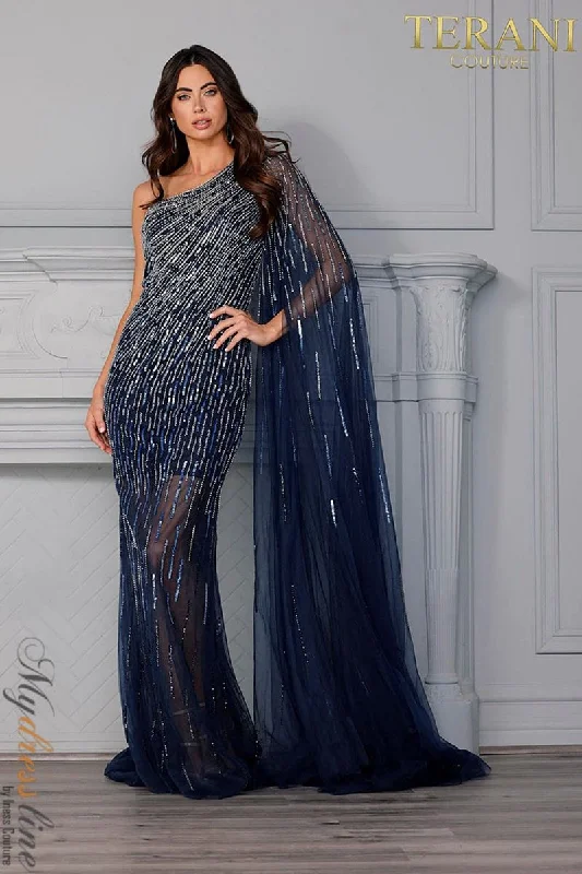 A - line formal dresses with beaded lace appliques for formal eventsTerani Couture 1922GL0649 A - line formal dresses with beaded lace appliques for formal eventsTerani Couture 1922GL0649