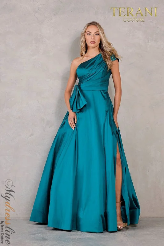 Formal dresses with ruffled skirts and bow accents for a charming prom appearanceTerani Couture 2021E2779 Formal dresses with ruffled skirts and bow accents for a charming prom appearanceTerani Couture 2021E2779