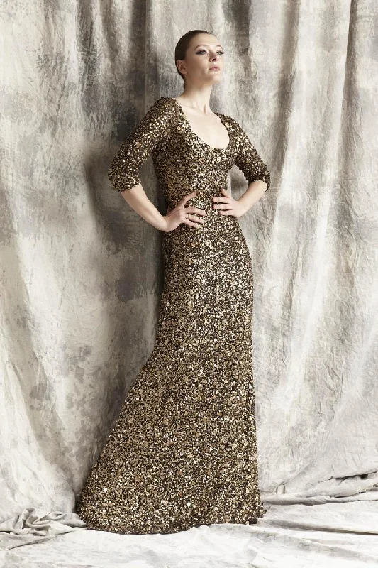 Formal dresses with button - front designs and tulle skirts for a charming prom styleTheia - Scoop Neckline Sequin Gown 881404 Formal dresses with button - front designs and tulle skirts for a charming prom styleTheia - Scoop Neckline Sequin Gown 881404