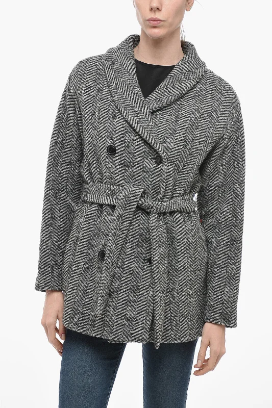 Embroidered women's cotton coats in a bohemian pattern for a unique designWoolrich Belted Double Breasted WOOLEN Coat Embroidered women's cotton coats in a bohemian pattern for a unique designWoolrich Belted Double Breasted WOOLEN Coat