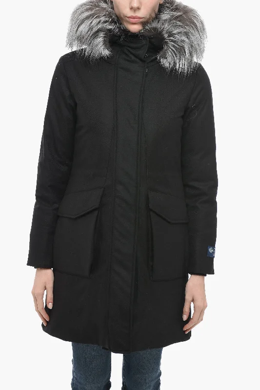 Women's longline double - breasted camel coats for a sophisticated lookWoolrich Parka MILITARY With Fur Hood Women's longline double - breasted camel coats for a sophisticated lookWoolrich Parka MILITARY With Fur Hood
