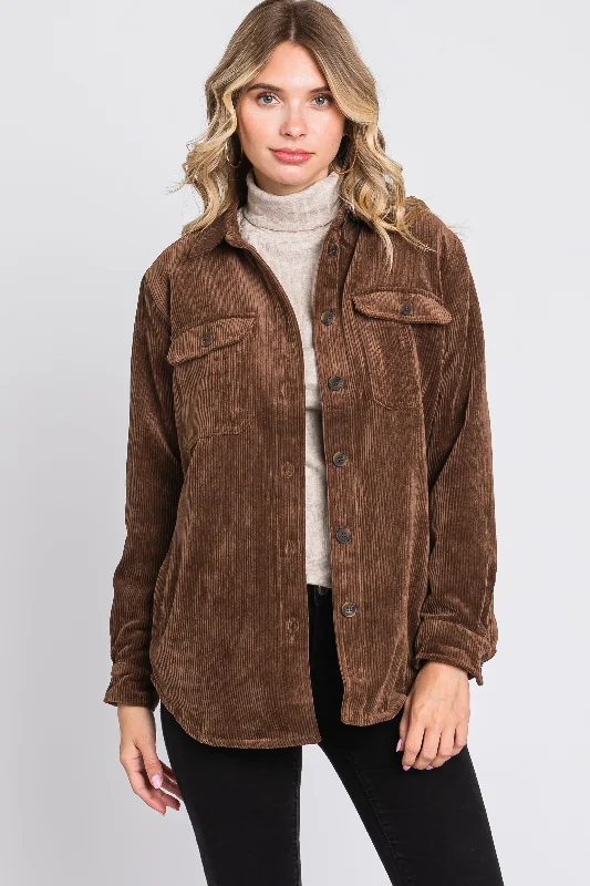 Floral Printed Women Long Sleeve Top for a Romantic LookBrown Corduroy Plaid Fleece Lined Button Down Shacket Floral Printed Women Long Sleeve Top for a Romantic LookBrown Corduroy Plaid Fleece Lined Button Down Shacket