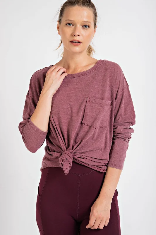 Turtleneck Women Long Sleeve Top for Cold Winter DaysBurgundy Mineral Wash Front Pocket Long Sleeve Top Turtleneck Women Long Sleeve Top for Cold Winter DaysBurgundy Mineral Wash Front Pocket Long Sleeve Top