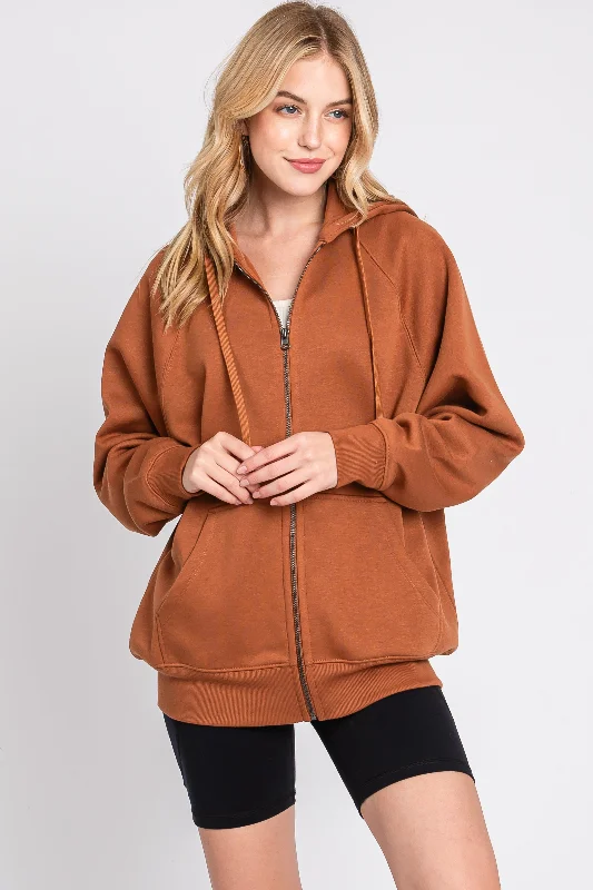 Ruffled Cuff Women Long Sleeve Top with a Feminine TouchCamel Front Zipper Hooded Sweater Ruffled Cuff Women Long Sleeve Top with a Feminine TouchCamel Front Zipper Hooded Sweater