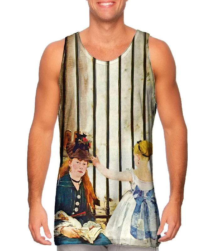 Women's Spaghetti Strap Tank Tops with Geometric PatternsEdouard Manet -"Gare Saint-Lazare" (1873) Women's Spaghetti Strap Tank Tops with Geometric PatternsEdouard Manet -"Gare Saint-Lazare" (1873)