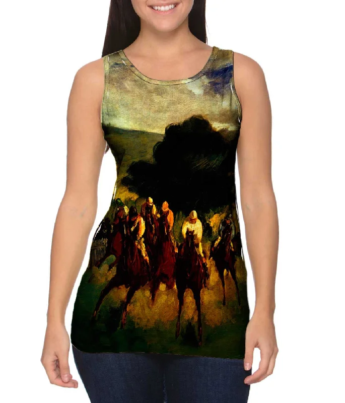 Mock Neck Women's Performance Tank Tops for CyclingEdouard Manet -"Races at Longchamp" (1864) Mock Neck Women's Performance Tank Tops for CyclingEdouard Manet -"Races at Longchamp" (1864)