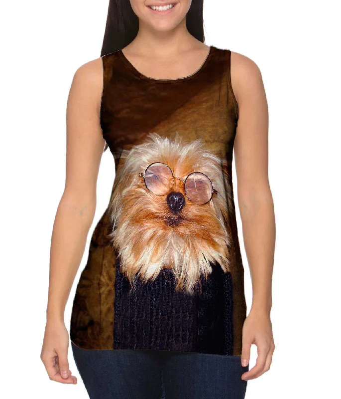 High - Neck Women's Silk Blend Tank Tops for a Luxurious FeelEducated Yorkie