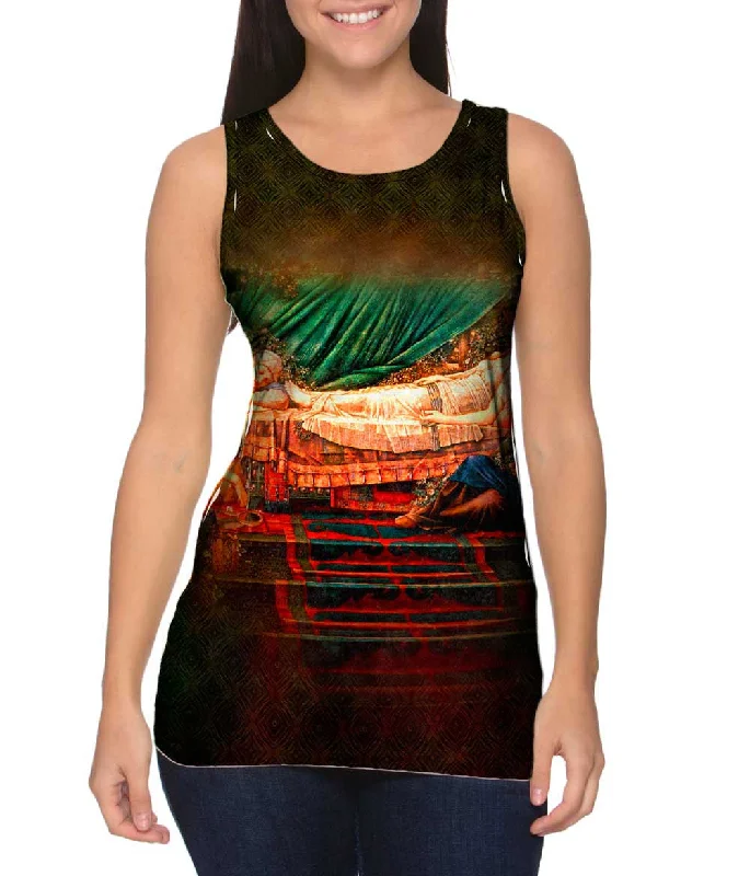 Square Neck Women's Organic Cotton Tank Tops in Earth TonesEdward Burne Jones - "The Rose Bower Legend Of Briar Rose" (1880) Square Neck Women's Organic Cotton Tank Tops in Earth TonesEdward Burne Jones - "The Rose Bower Legend Of Briar Rose" (1880)