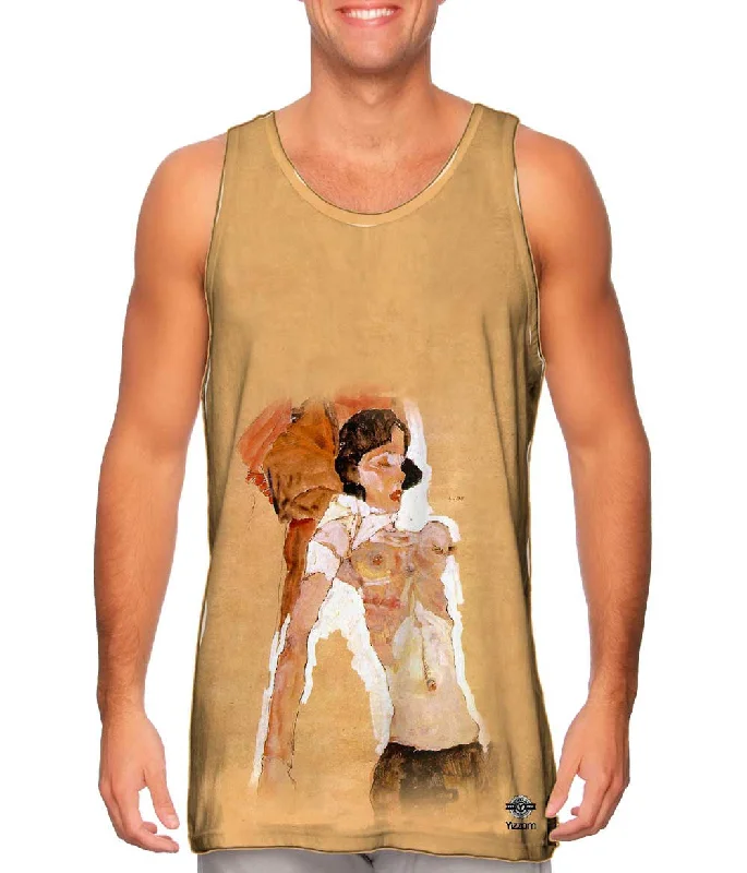 Square Neck Women's Organic Cotton Tank Tops in Earth TonesEgon Schiele - "Semi-nude Reclining" Square Neck Women's Organic Cotton Tank Tops in Earth TonesEgon Schiele - "Semi-nude Reclining"