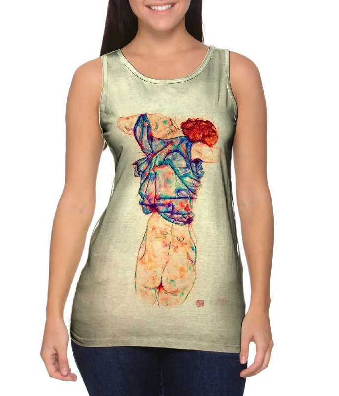 Crew Neck Women's Sustainable Tank Tops Made from Recycled MaterialsEgon Schiele - "Woman Undressing" (1914) Crew Neck Women's Sustainable Tank Tops Made from Recycled MaterialsEgon Schiele - "Woman Undressing" (1914)