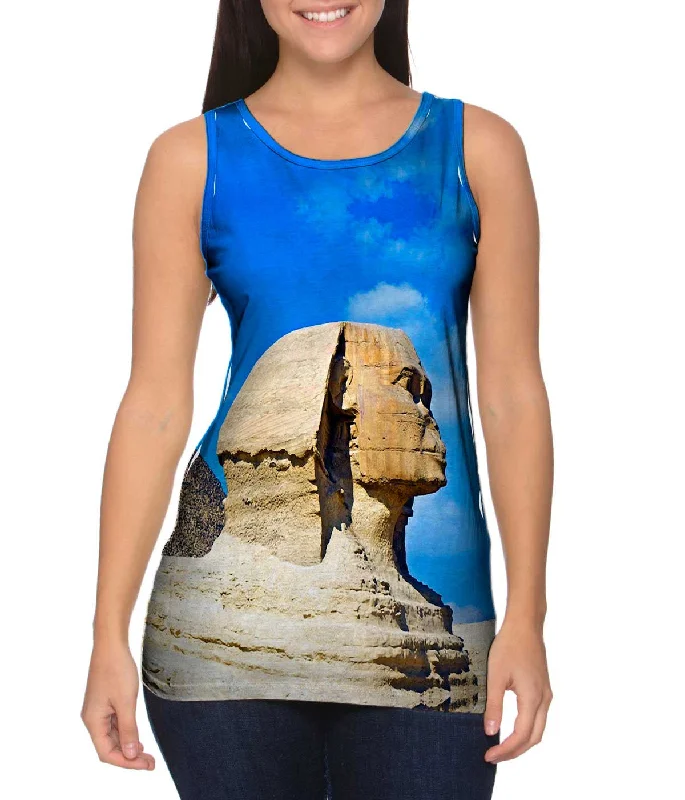 Square Neck Women's Organic Cotton Tank Tops in Earth TonesEgypt Sphynx