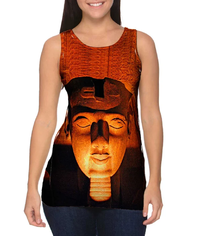 Plus Size Women's Embroidered Tank Tops in Boho StylesEgyptian Statue