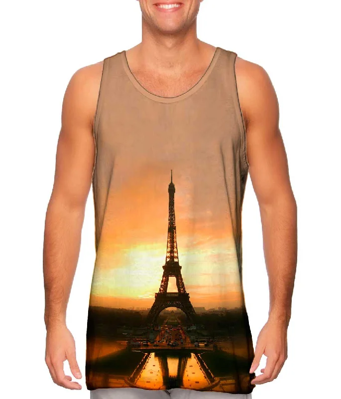 Plus Size Women's Criss - Cross Back Tank Tops in Neon ColorsEiffel Tower At Sunrise