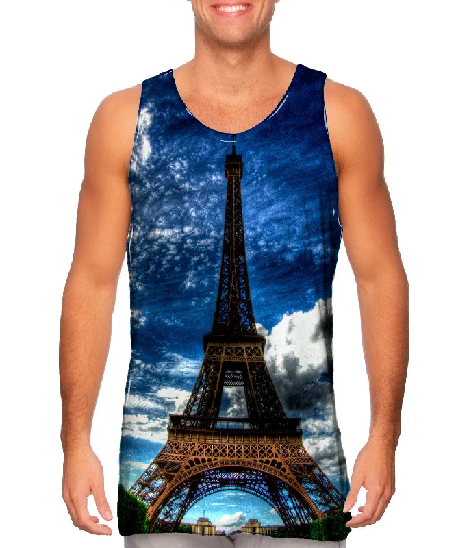 Scoop Neck Women's Linen Blend Tank Tops for SummerEiffel Tower Summer