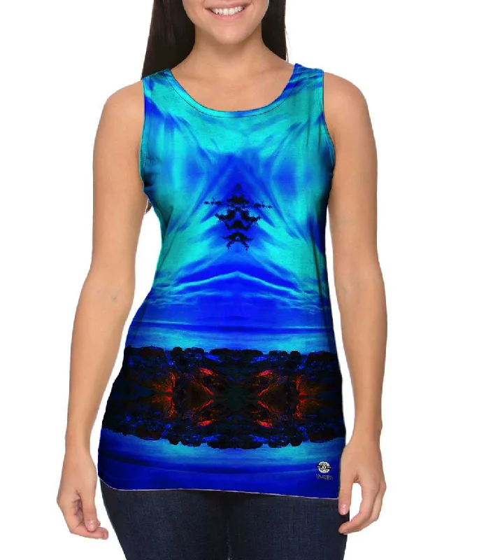 Plus Size Women's Side - Slit Tank Tops in Metallic ShadesElectric Moonlight Shadows Plus Size Women's Side - Slit Tank Tops in Metallic ShadesElectric Moonlight Shadows
