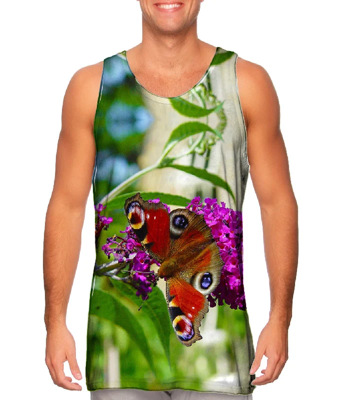 Women's Button - Down Tank Tops in Striped PatternsElegant Pink Flower Butterfly