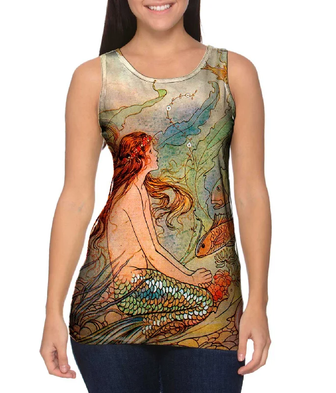 One - Shoulder Women's Rayon Blend Tank Tops for a Flowy LookElenore Plaisted Abbott - "The Mermaid And The Flower Maiden" One - Shoulder Women's Rayon Blend Tank Tops for a Flowy LookElenore Plaisted Abbott - "The Mermaid And The Flower Maiden"