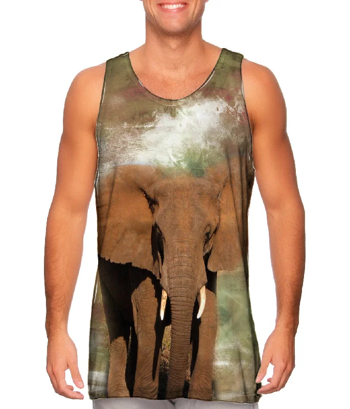 Women's Longline Tank Tops with Abstract PrintsElephant 001