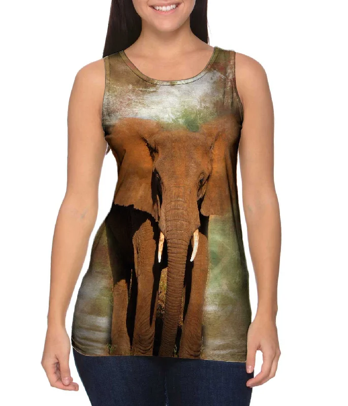 High - Neck Women's Silk Blend Tank Tops for a Luxurious FeelElephant 001