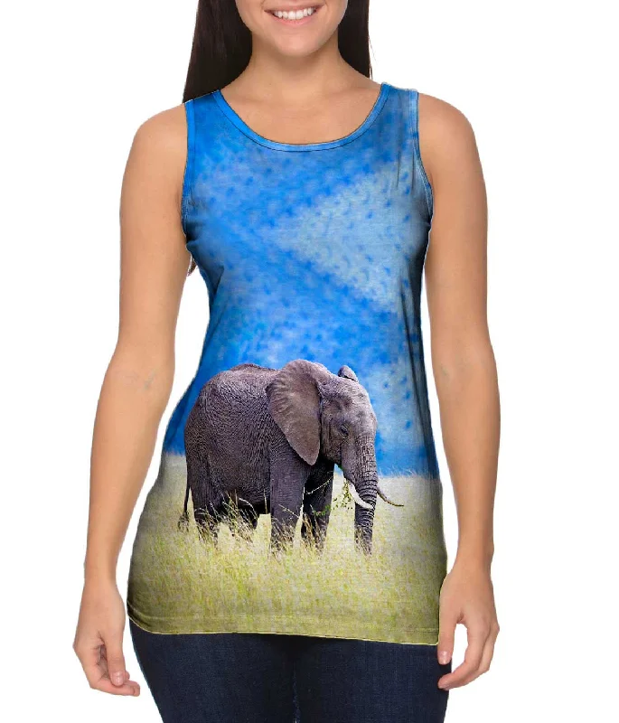 Women's Sleeveless Ribbed Tank Tops for a Trendy LookElephant In Tall Grass