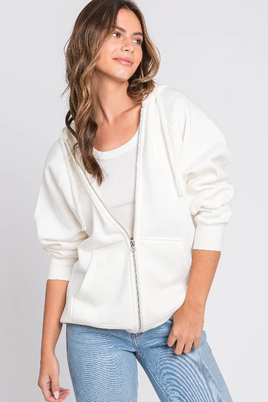 Printed Graphic Women Long Sleeve Top with a Bold StatementIvory Front Zipper Hooded Sweater Printed Graphic Women Long Sleeve Top with a Bold StatementIvory Front Zipper Hooded Sweater