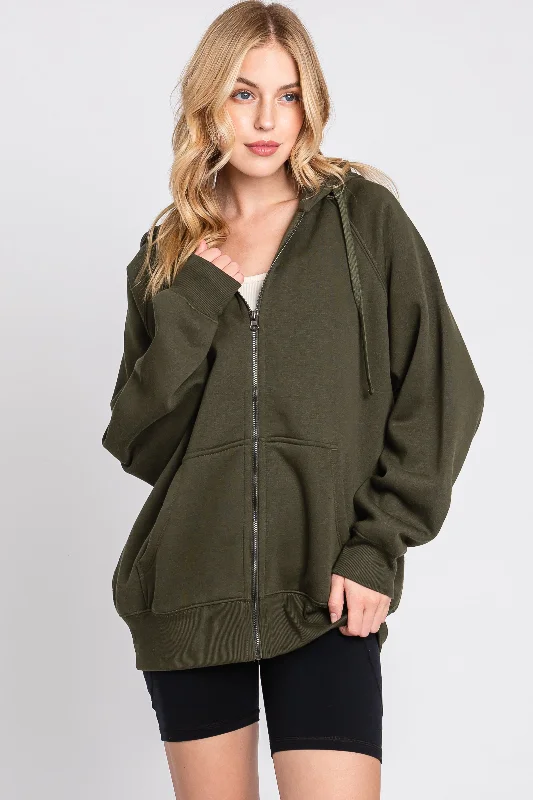 Wrap - Style Women Long Sleeve Top for a Versatile FitOlive Front Zipper Hooded Sweater Wrap - Style Women Long Sleeve Top for a Versatile FitOlive Front Zipper Hooded Sweater
