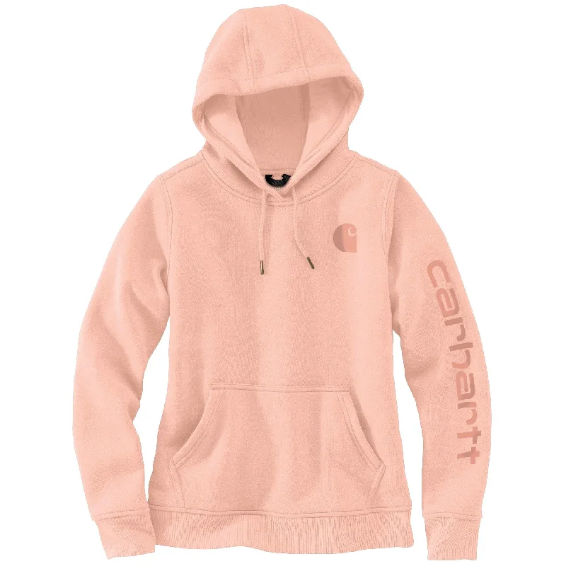 Spring 2024 102791 - Women's relaxed fit midweight logo sleeve graphic hoodie - Tropical Peach