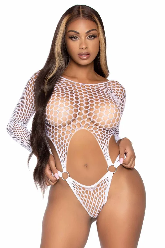 Crop Bodysuits to Pair with High - Waisted BottomsLong Sleeve Pothole Suspender Thong Bodysuite W/O-Ring Detail Crop Bodysuits to Pair with High - Waisted BottomsLong Sleeve Pothole Suspender Thong Bodysuite W/O-Ring Detail