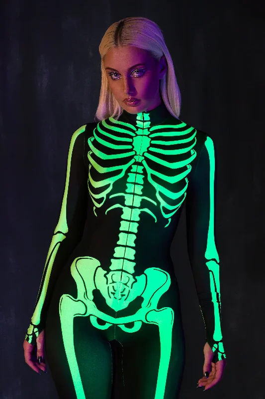 Printed Bodysuits with Floral Patterns for a Feminine VibeAcid Neon Skeleton Costume Printed Bodysuits with Floral Patterns for a Feminine VibeAcid Neon Skeleton Costume