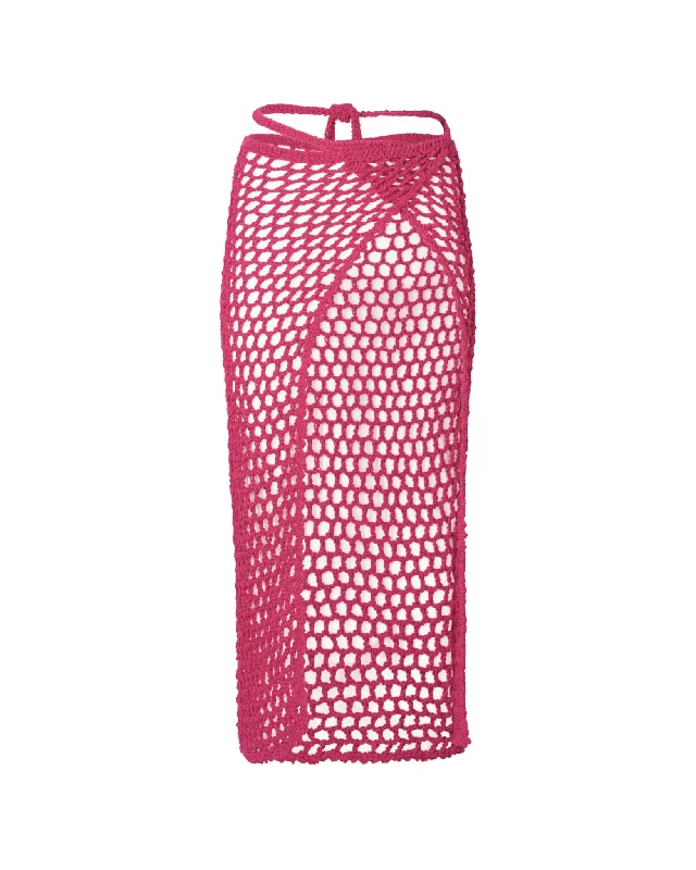 Vintage - inspired cover ups for a retro beach styleAlessia Fuchsia Long Crochet Skirt Vintage - inspired cover ups for a retro beach styleAlessia Fuchsia Long Crochet Skirt