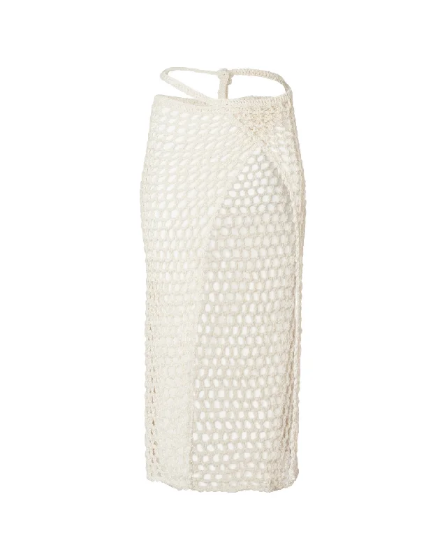 Alessia Off-White Long Crochet Skirt