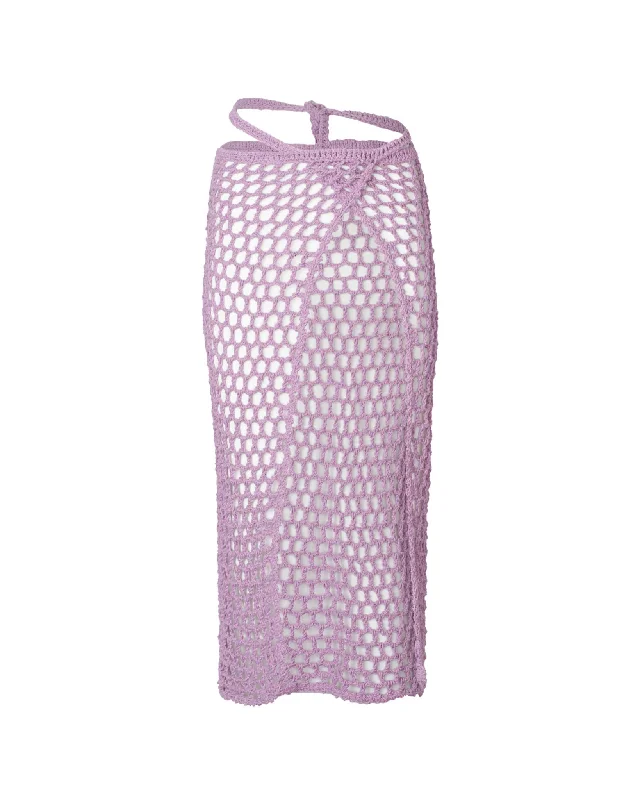 Opaque cover ups for a more modest beach lookAlessia Lilac Long Crochet Skirt