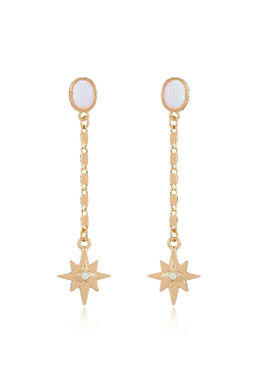 Celestial Opal Star Drop Earrings