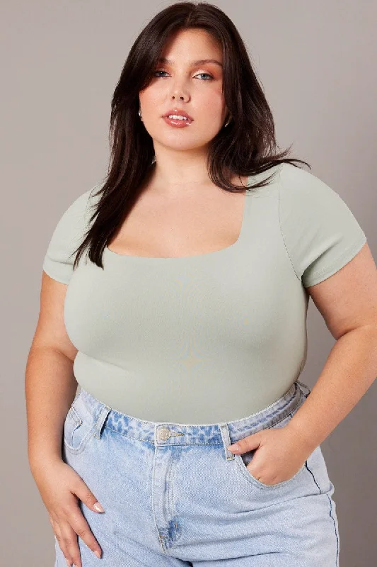 Neon Bodysuits to Stand Out at PartiesGreen Bodysuit Short Sleeve Square Neck Supersoft Neon Bodysuits to Stand Out at PartiesGreen Bodysuit Short Sleeve Square Neck Supersoft