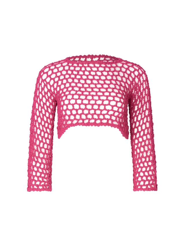 Drawstring - closure cover ups for adjustable sizingJane Fuchsia Crochet Crop Top