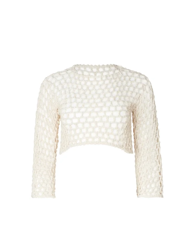 Jane Off-White Crochet Crop Top