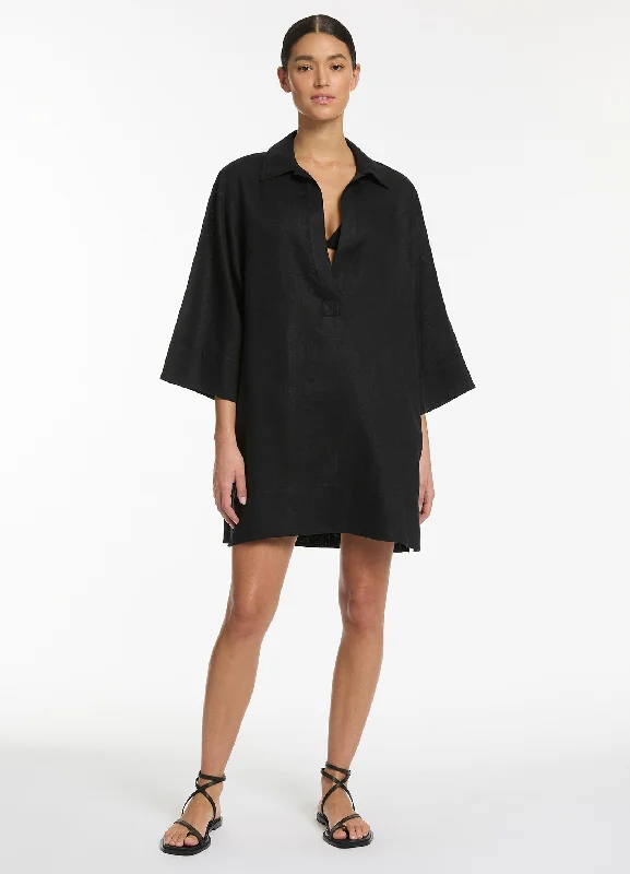 Poncho - style cover ups for a cozy and fashionable beach accessoryJetset Pullover Kaftan - Black