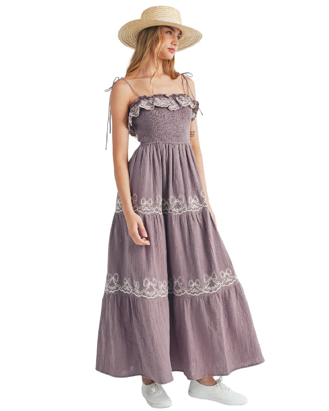 Round - neck cover ups for a classic and simple lookMable Gauze Embroidered Tiered Babydoll Midi Dress - Md4904 Round - neck cover ups for a classic and simple lookMable Gauze Embroidered Tiered Babydoll Midi Dress - Md4904