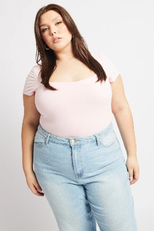 Mesh Bodysuits for a Bold and Edgy Fashion StatementPink Bodysuit Short Sleeve Supersoft