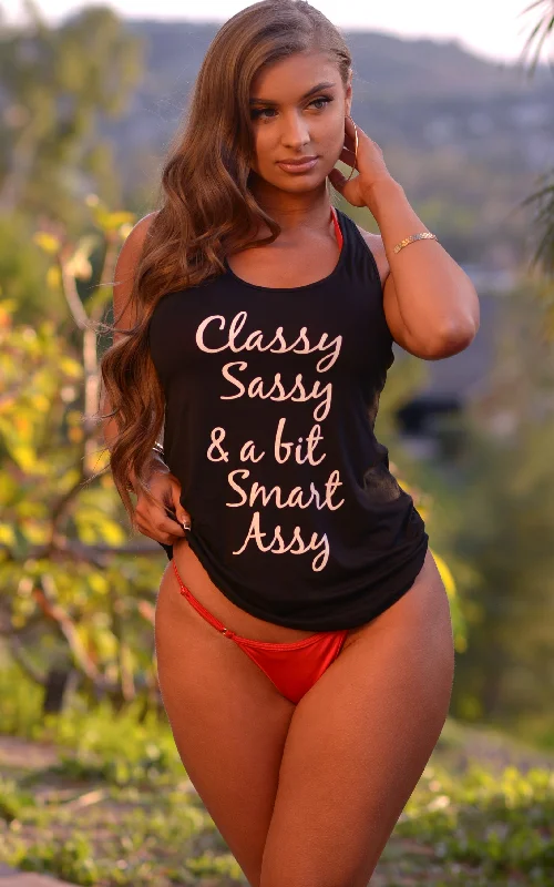 Elastic - cuffed cover ups for a snug and comfortable fitSummer Tank Top: "Classy, Sassy & a bit Smart Assy" Elastic - cuffed cover ups for a snug and comfortable fitSummer Tank Top: "Classy, Sassy & a bit Smart Assy"