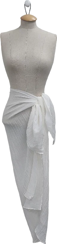 Moisture - wicking cover ups for staying dry during beach activitiesThe Summer Edit White Sophia Crinkle Linen Sarong One Size Moisture - wicking cover ups for staying dry during beach activitiesThe Summer Edit White Sophia Crinkle Linen Sarong One Size