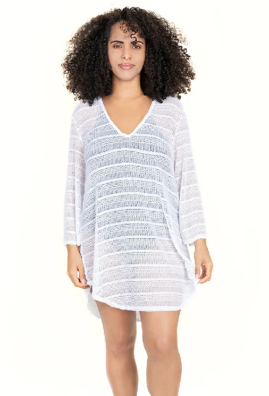 Wrinkle - resistant cover ups for easy travel to beach destinationsV-NECK BELL SLEEVE TUNIC - ARROW CHEVRON - PLUS SIZE Wrinkle - resistant cover ups for easy travel to beach destinationsV-NECK BELL SLEEVE TUNIC - ARROW CHEVRON - PLUS SIZE