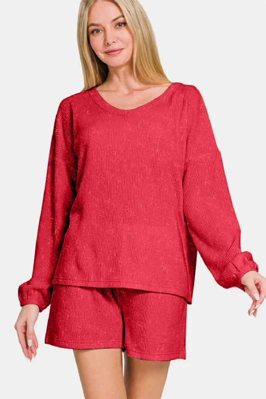 Lace Bodysuits for a Sexy and Elegant Bedroom LookV-Neck Long Sleeve Ribbed Top and Shorts Set Lace Bodysuits for a Sexy and Elegant Bedroom LookV-Neck Long Sleeve Ribbed Top and Shorts Set