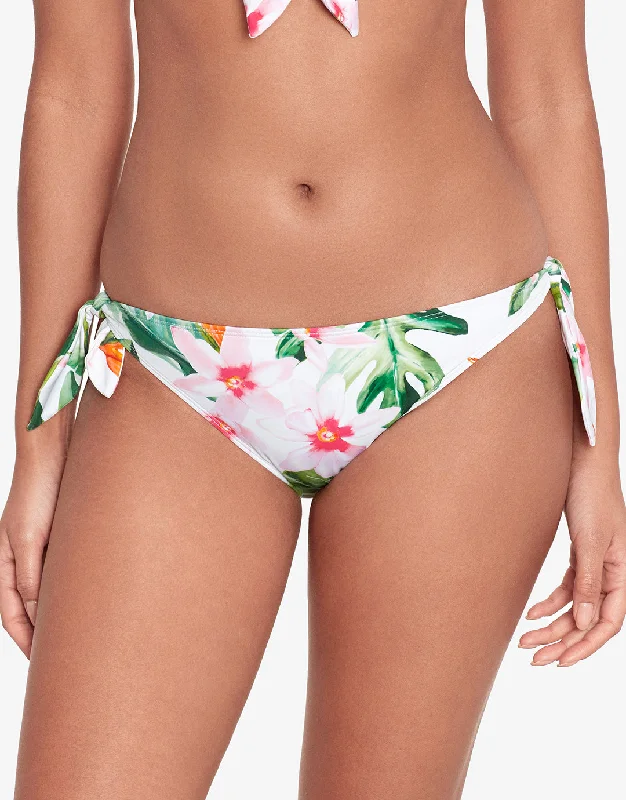 Floral - printed bikini for a feminine and colorful beach vibeWatercolour Tropical Tie Side Hipster Bikini Pant - White Multi Floral - printed bikini for a feminine and colorful beach vibeWatercolour Tropical Tie Side Hipster Bikini Pant - White Multi